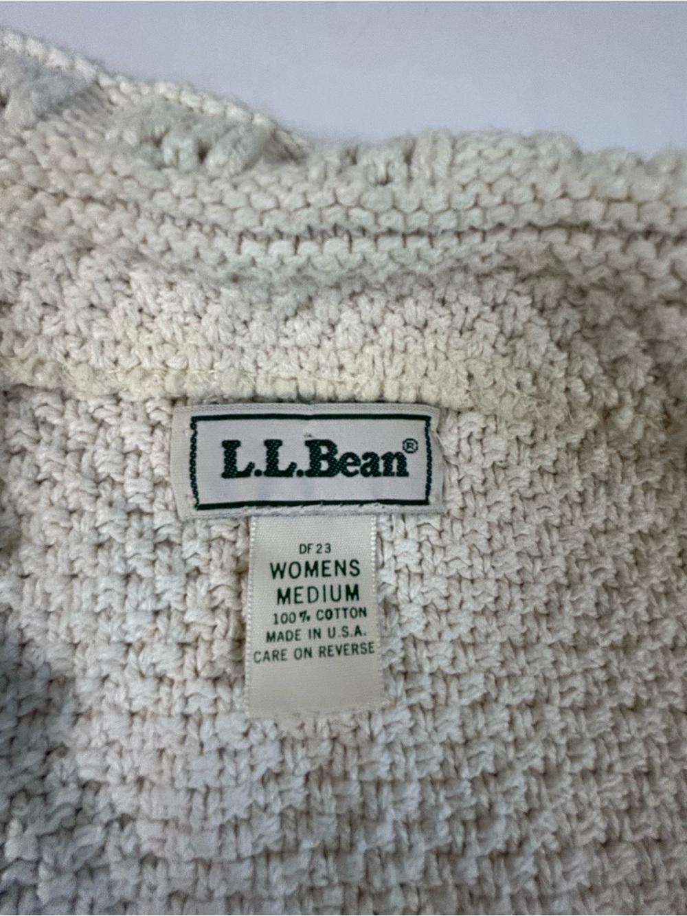 L.L. Bean Cream Chunky Knit Button-Front Cardigan - Picture 2 of 7